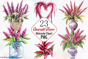 Amaranth Flower Watercolor Clipart's, an Illustration by RobertsArt