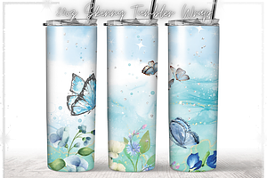 Butterfly Watercolor Skinny Tumbler