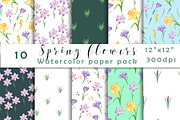 Digital Paper Watercolor Spring Flow, a Pattern Graphic by TetianaArt (Thumbnail 1 of 6)