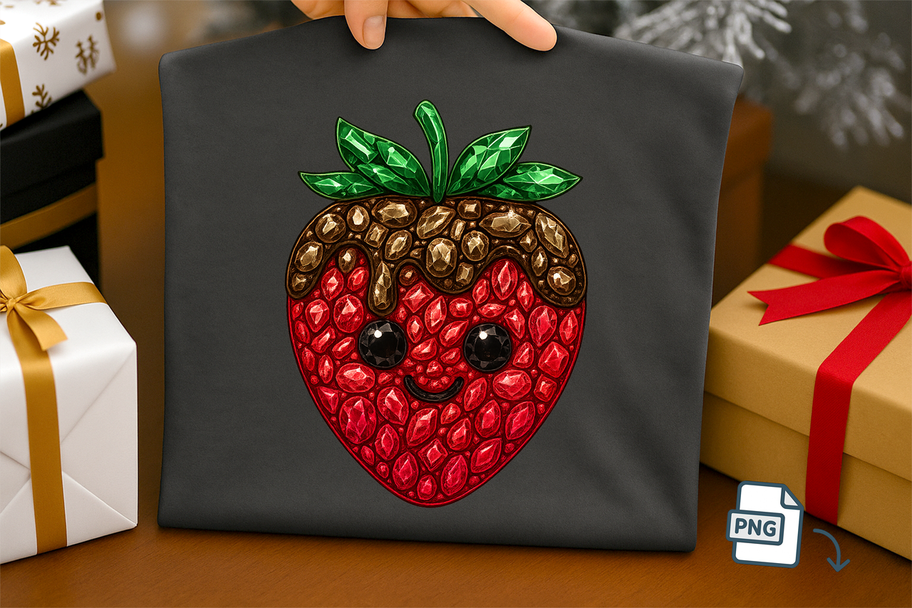Faux Rhinestone Strawberry PNG
