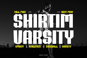 Shirtim Varsity - Sporty Font, a Sans Serif Font by Iqsiart Studio