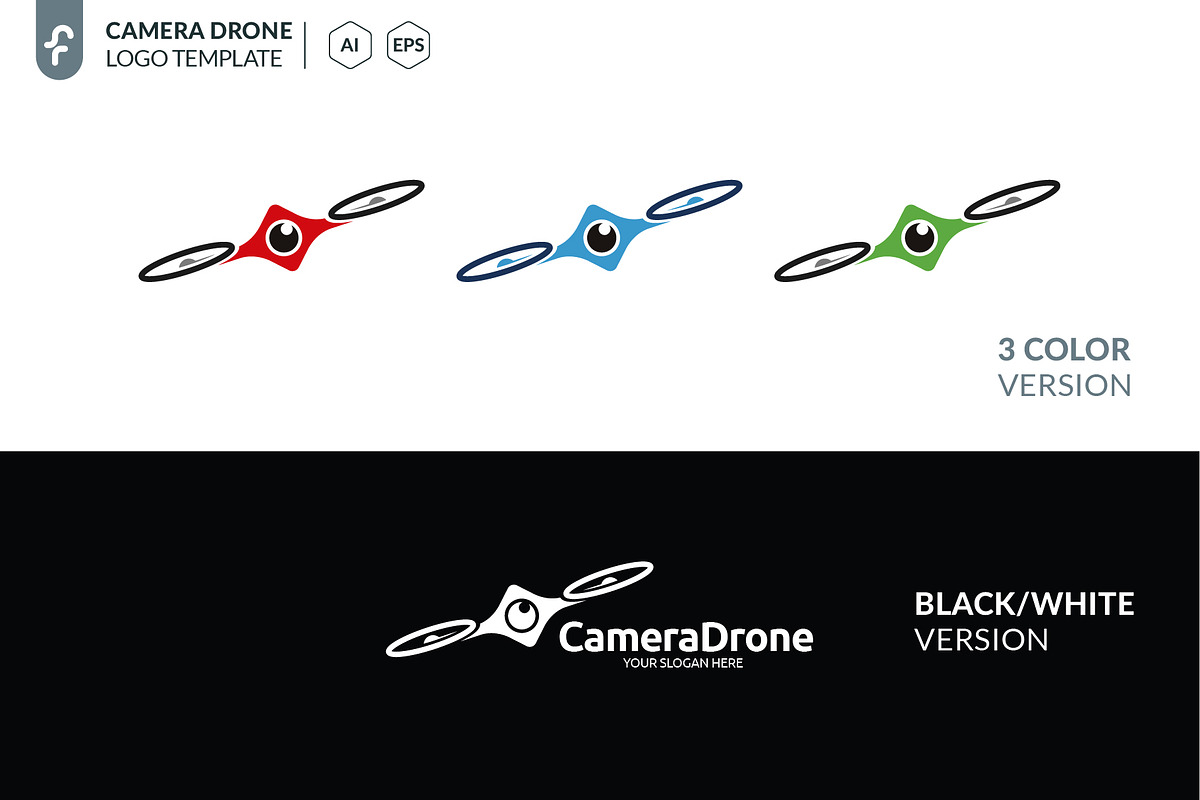 Camera Drone Logo, a Branding & Logo Template by ft.studio