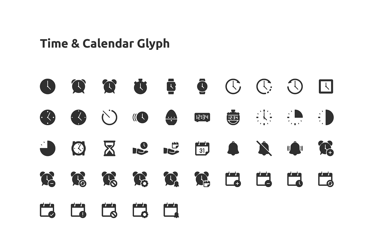 45 Time & Calendar Glyph Icon, a Solid Icon by Those Icons (Photo 2 of 2)