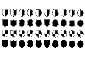 Set of various vintage shield icons, an Object Illustration by 32pixels