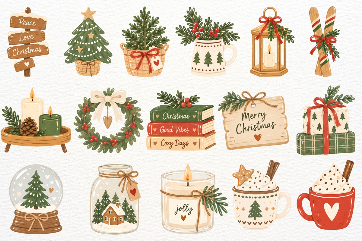 Boho Christmas Print Winter Holiday, a Seasonal Illustration by SugarCloudStudioArt (Photo 4 of 5)
