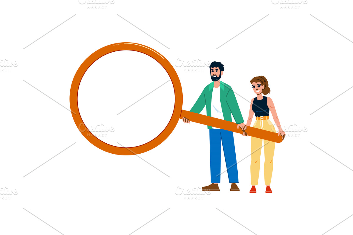 Smiling business people holding big, a Person Illustration by pikepicture