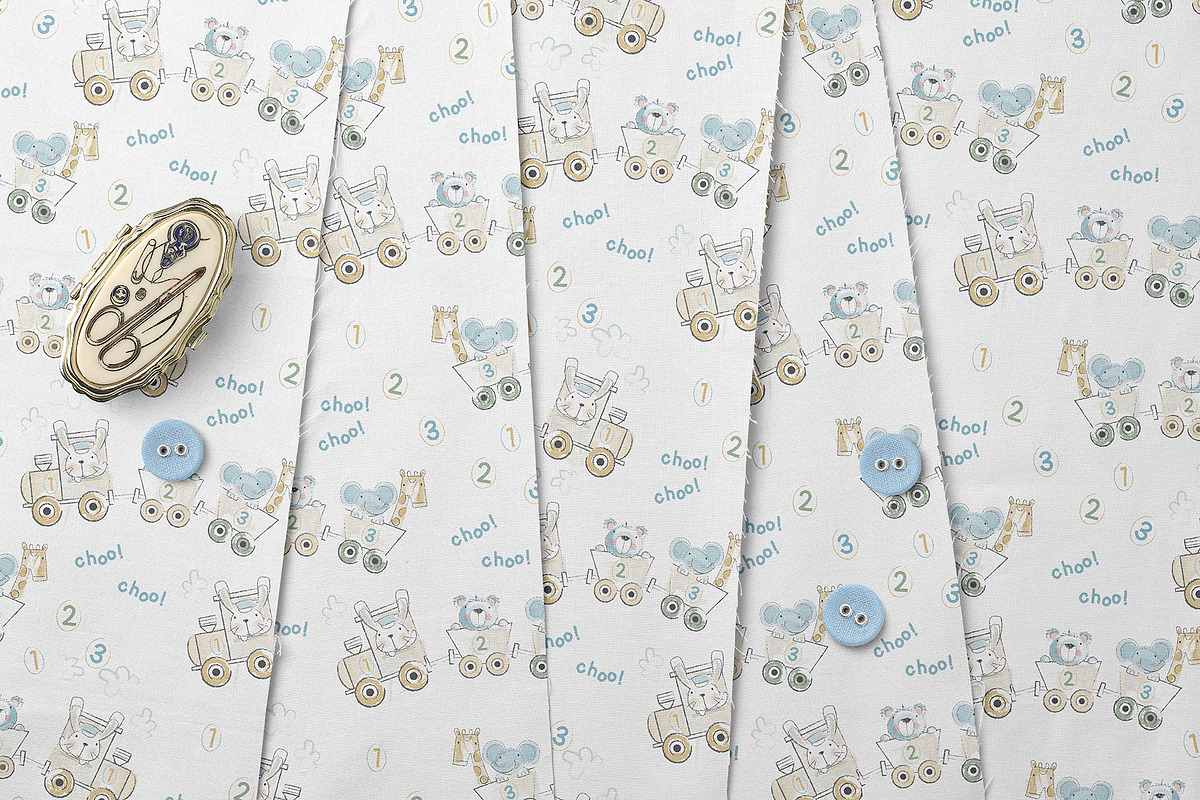 Cute Animal Train Seamless Pattern, a Pattern Graphic by StudioGlouna (Photo 3 of 6)
