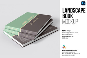 Landscape Book Mockup - 12 Views