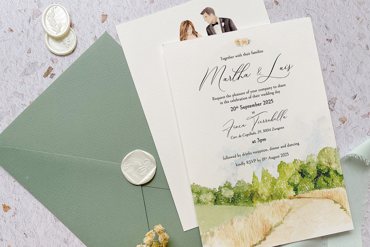 Bride & Groom Wedding Invitation, an Invitation Template by BlueRobinDesignShop (Photo 5 of 6)