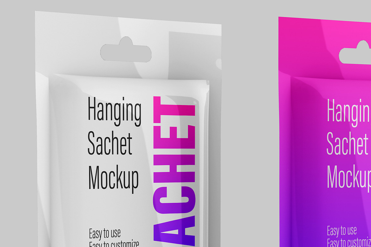 Pouch Sachet with Hang Hole Mockup, a Packaging Mockup by Illusiongraphic (Photo 20 of 22)