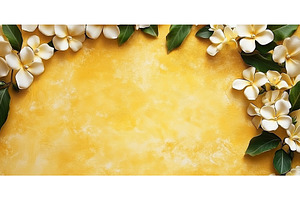 Yellow background with white flowers, a Background Photo by Lermont51