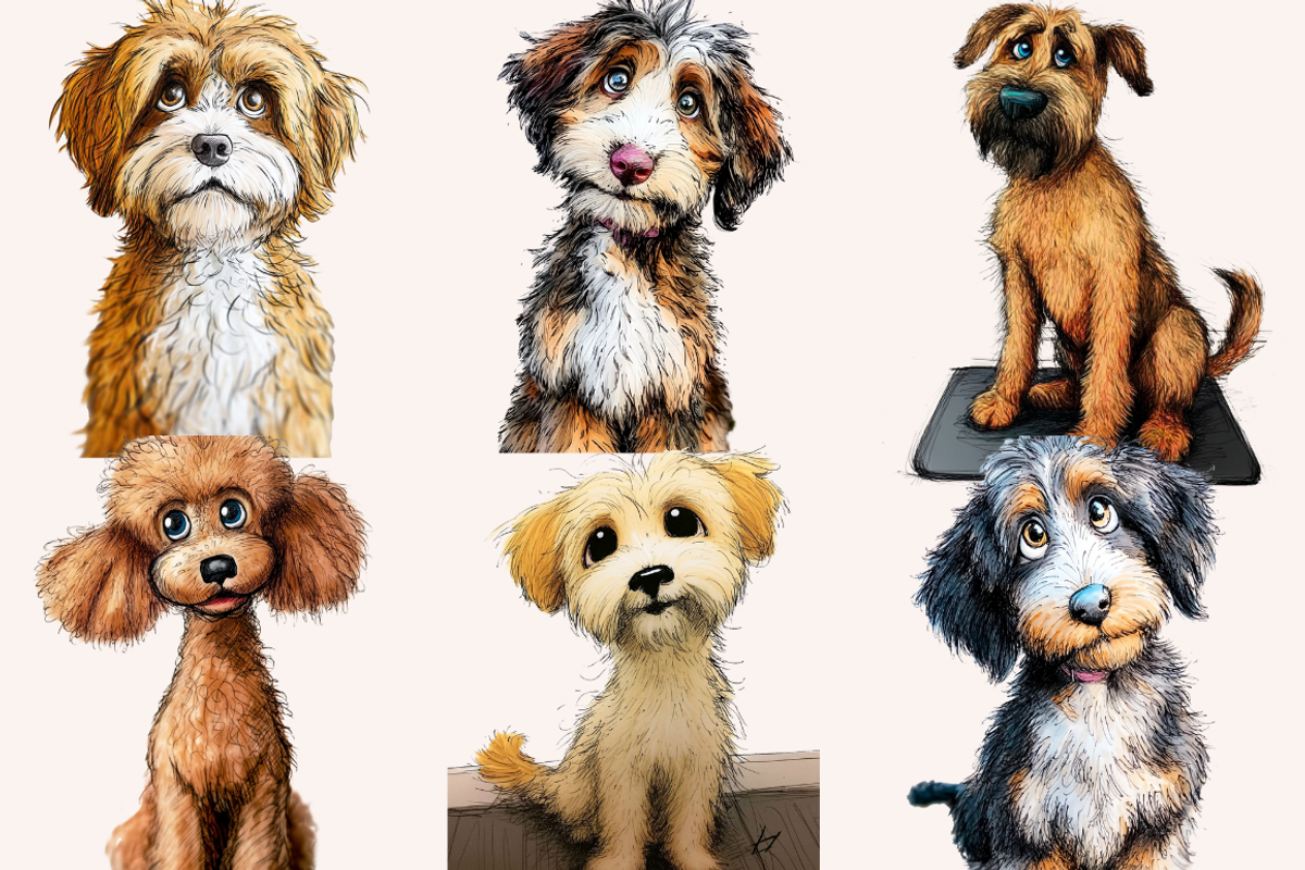 Hairy Doodle Dogs Illustrations, an Animal Illustration by PrintHaven Designs (Photo 4 of 12)