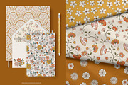 Retro Flowers groovy pattern&clipart, a Background Graphic by Cozy pattern shop (Thumbnail 8 of 10)
