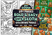 Bold Easy Cute Sloth Coloring Pages, an Illustration by Craftsbeefy (Thumbnail 1 of 4)