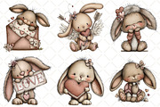 Whimsical Valentine Bunny Clipart, an Illustration by Black Bird Studio (Thumbnail 4 of 6)