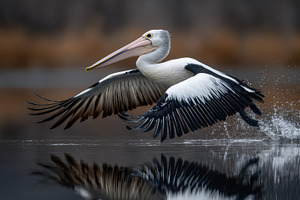 Australian Pelican Water Landing Win, a Photo by Pixeness Studio