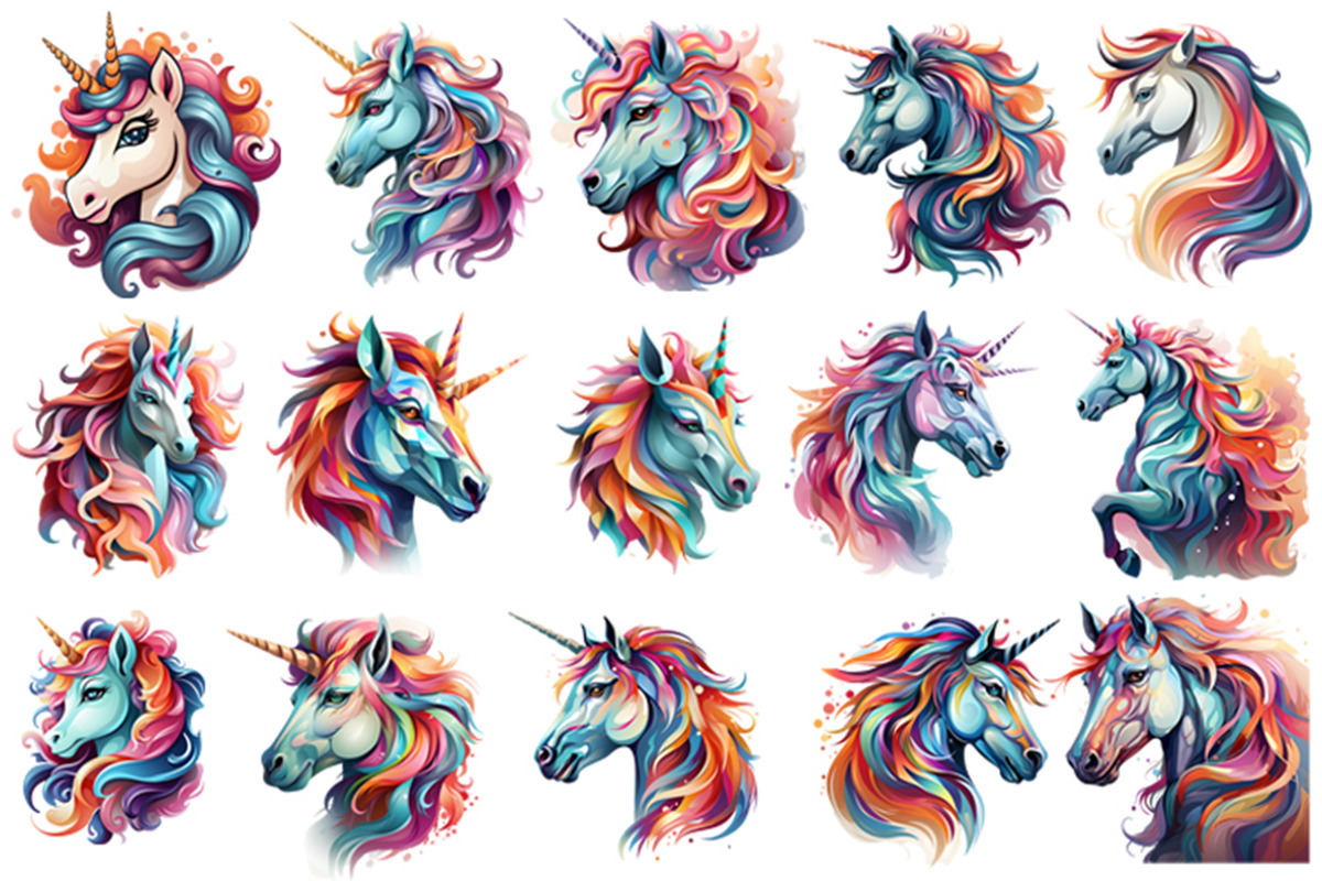 40 Watercolor Cute Unicorn Clipart, an Animal Illustration by Creative Arslan (Photo 2 of 7)
