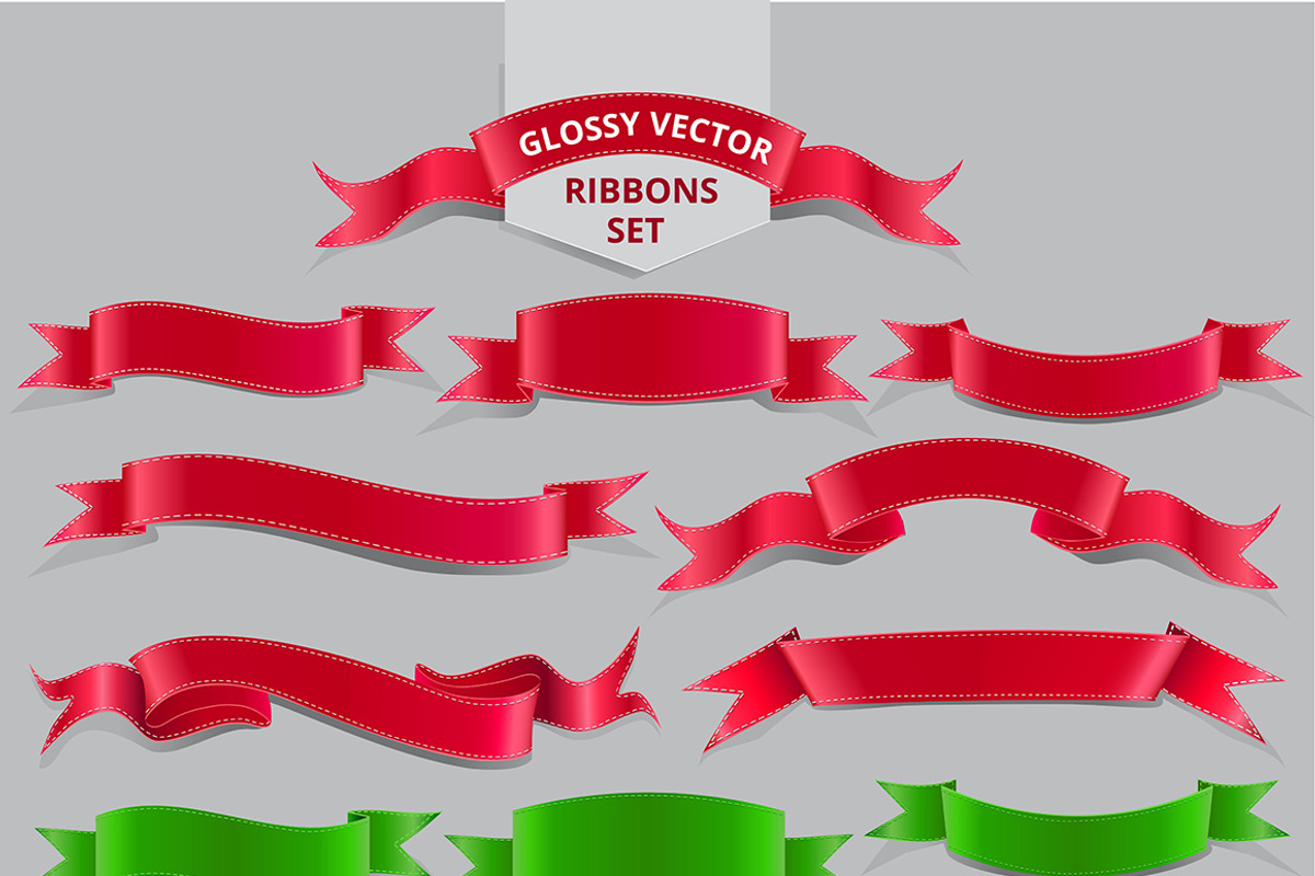 Realistic Glossy Vector Ribbons Set, an Illustration by El-Studio