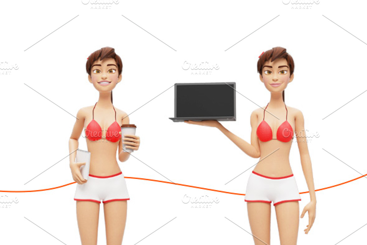 35 Promo Mock-Ups w/ Swimsuit Jenny, an iPad Mockup by Oleg Ribar (Photo 5 of 30)