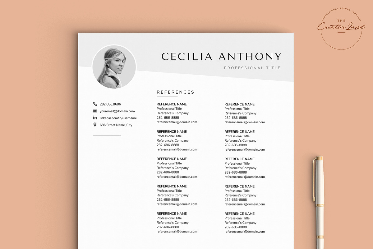 Resume/CV - The Cecilia, a Resume Template by CreativeLandStudio (Photo 6 of 9)