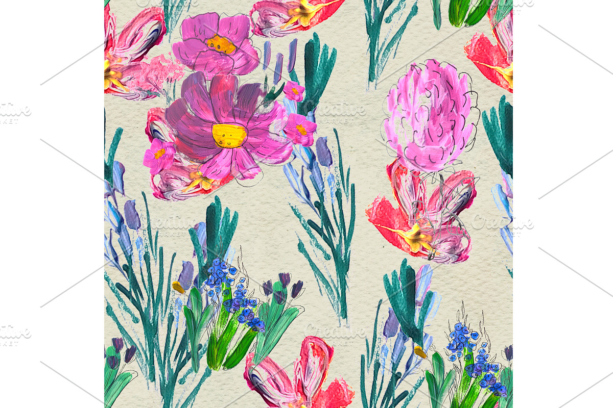 Seamless pattern with flowers, a Pattern Graphic by Alena Stoyko design