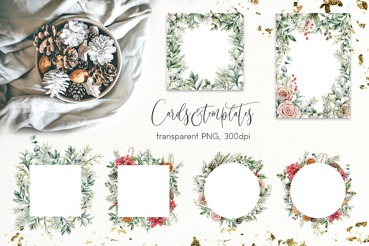 Vintage Christmas Watercolor clipart, a Seasonal Illustration by Yuliya Derbisheva (Photo 5 of 14)