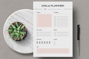 Minimal Personal Daily Planner, a Stationery Template by MightyDesign