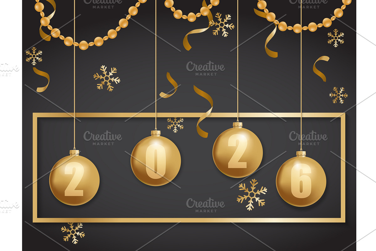 happy new year 2026 gold and black, an Object Illustration by piter.goskov