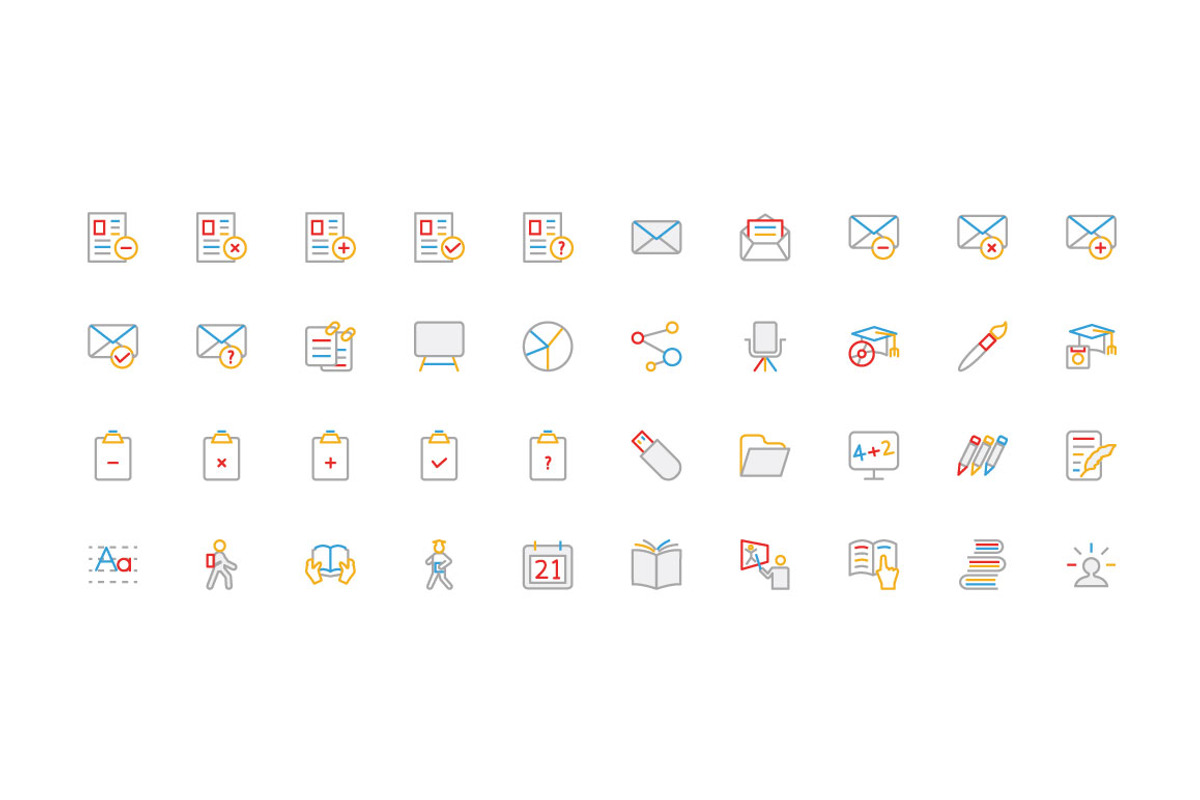 200 Education Colored Line Icons, an Outline Icon by Creative Stall (Photo 4 of 4)