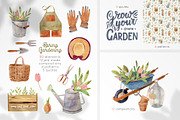 Gardening Tools Clipart, a Decorative Illustration by Julia M. Watercolor (Thumbnail 1 of 11)