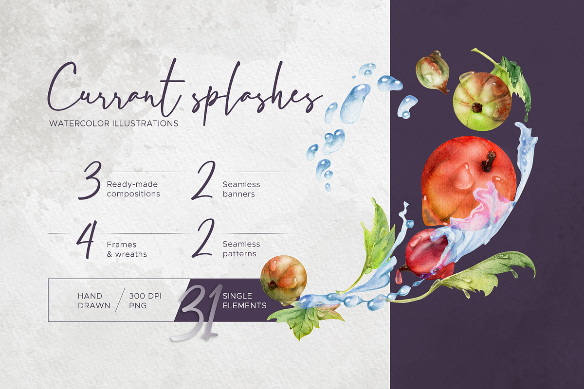 Currant splashes in watercolor, a Food Illustration by MsFlaffy (Photo 1 of 10)