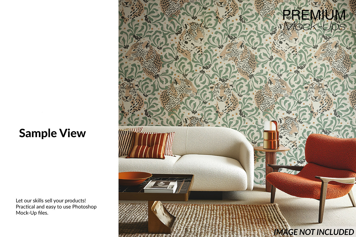 Boho Wallpaper Mockup PNG & PSD, a Household Mockup by mock-ups (Photo 7 of 7)