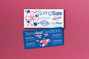 White Blue Spring Sale Voucher, a Card Template by graphicook