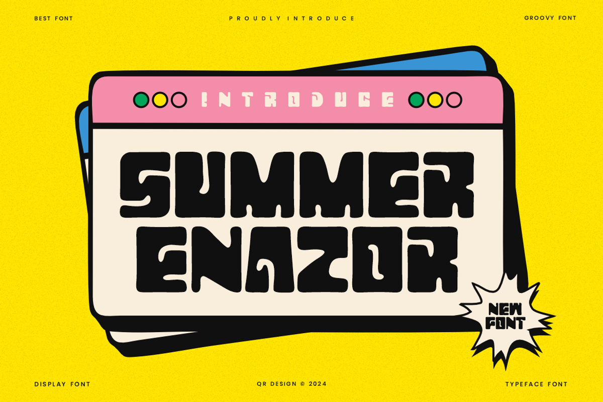 Summer Enazor - Groovy Font, a Sans Serif Font by QR Design Studio (Photo 1 of 6)