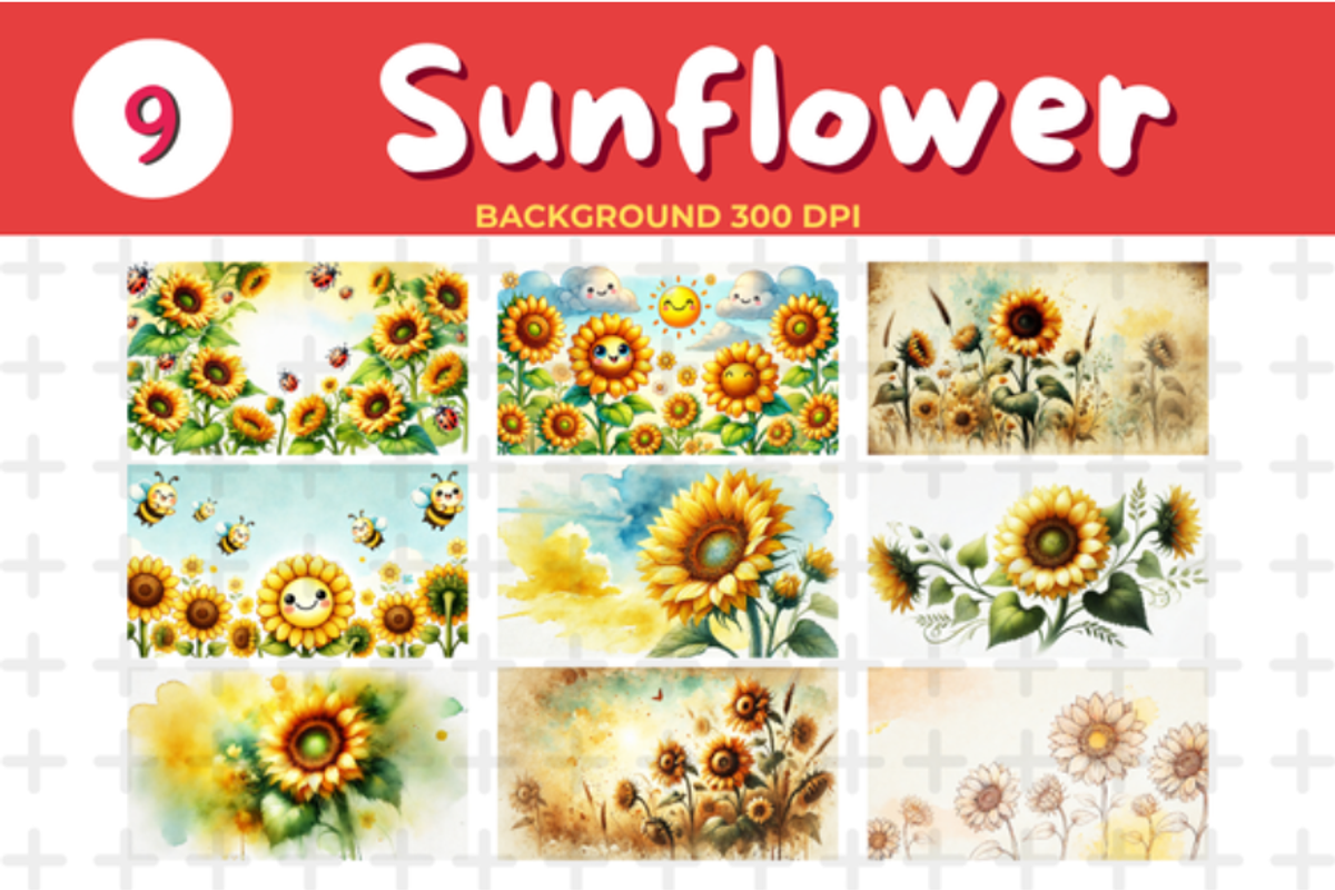 Sunflower Watercolor Background, a Background Graphic by John_Walker (Photo 1 of 4)