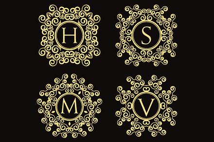 Set of vintage vector monograms