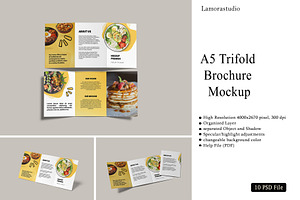 A5 Trifold Brochure Mockup, a Brochure Template by lamorastudio