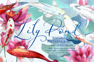 Lily Pond | Watercolor Koi Fish set