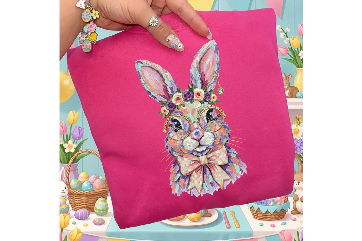 Floral Brushstroke Easter Bunny Png, an Illustration by Designking (Photo 3 of 6)