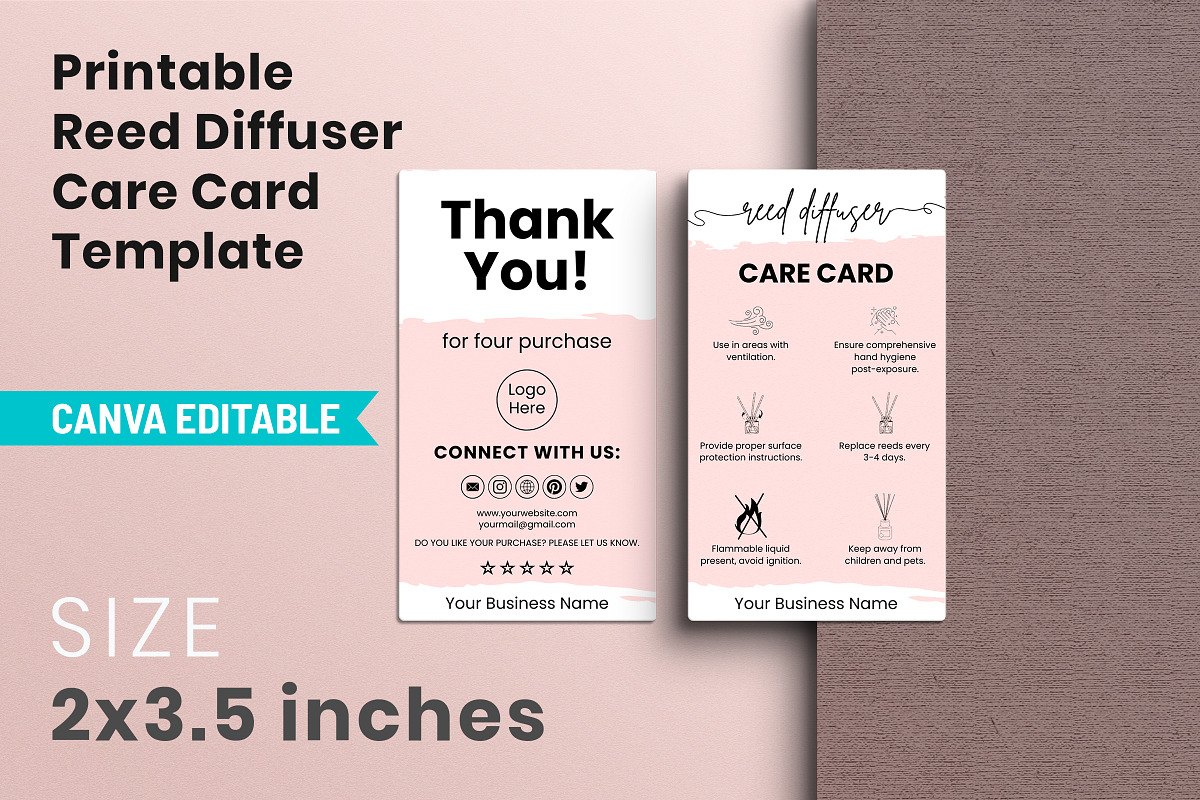 Printable Reed Diffuser Care Card, a Templates & Theme by Snapybiz (Photo 7 of 11)