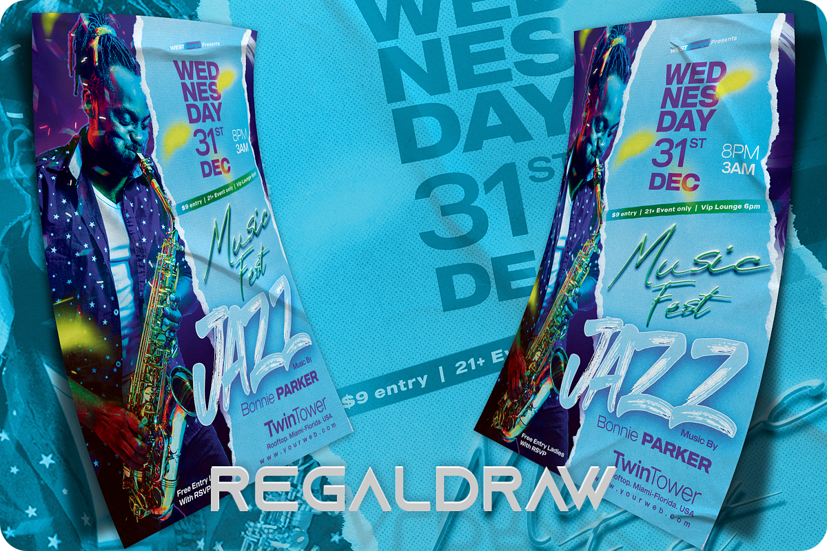 Jazz Music Festival Flyer, a Flyer Template by regalDRAW (Photo 2 of 3)
