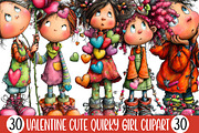 Valentine Cute Quirky Girl Clipart, an Illustration by Designking (Thumbnail 1 of 5)