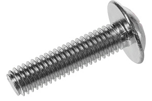 Shiny silver round head bolt with a fully threaded shank, isolat, an Industrial Photo by ndanko