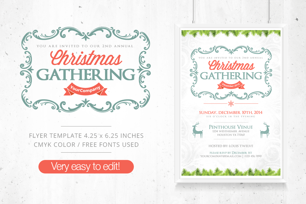 Christmas Gathering Flyer + FB Cover, a Flyer Template by Louis Twelve (Photo 1 of 3)