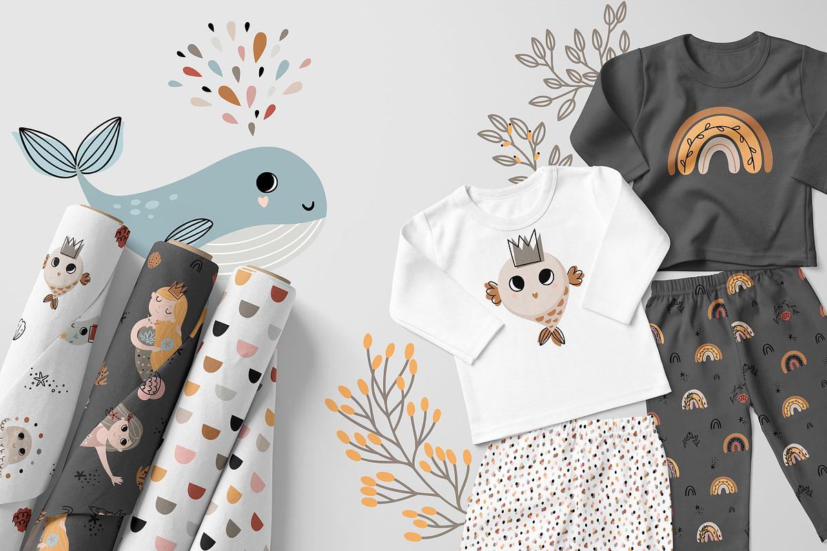 Mermaids baby illustrations, an Animal Illustration by OxanaTally (Photo 12 of 14)