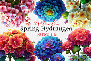 Watercolor Hydrangea Clipart,Spring, an Illustration by Dream Creation