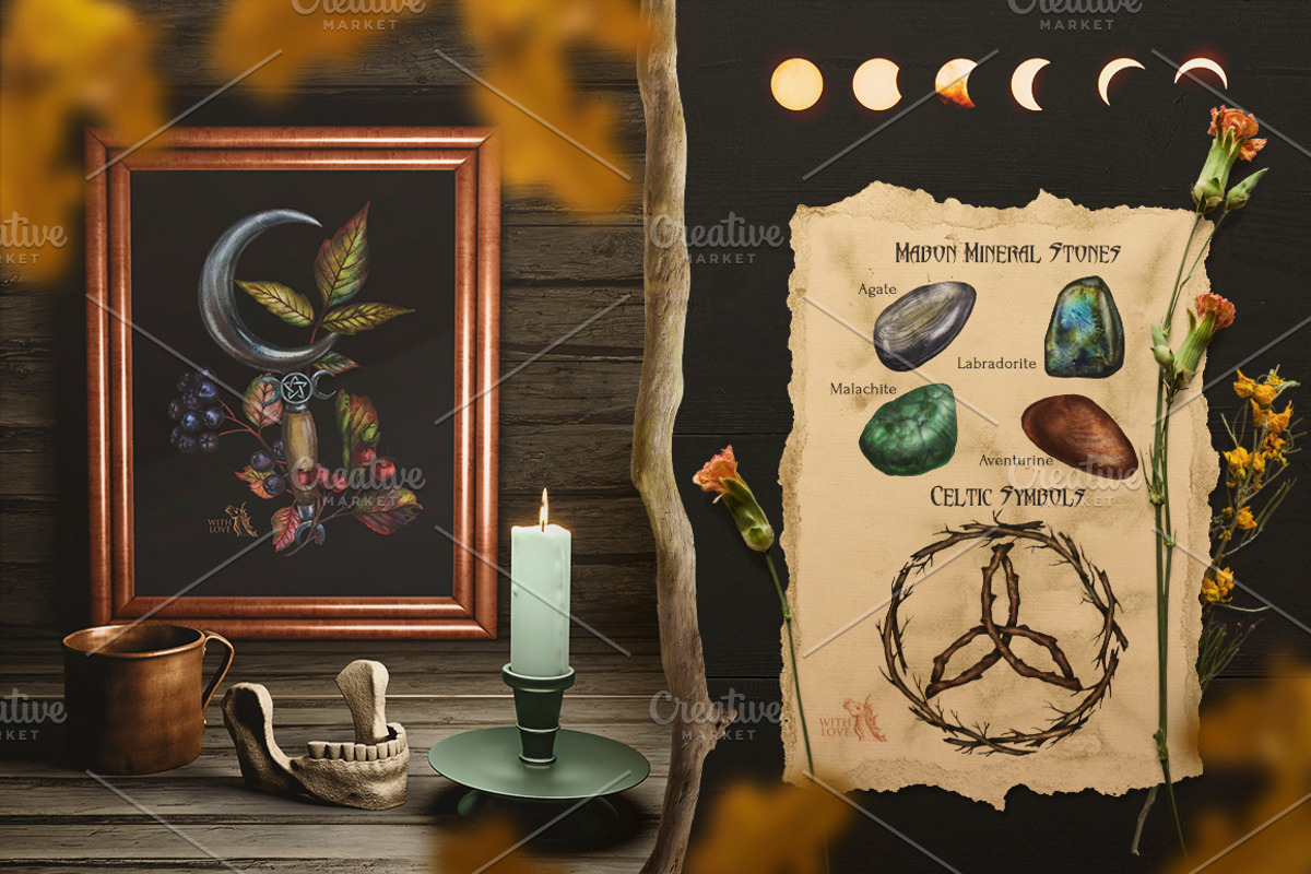 Mabon Celtic Autumn Watercolor Set, an Illustration by Fluffy Unicorn (Photo 10 of 11)