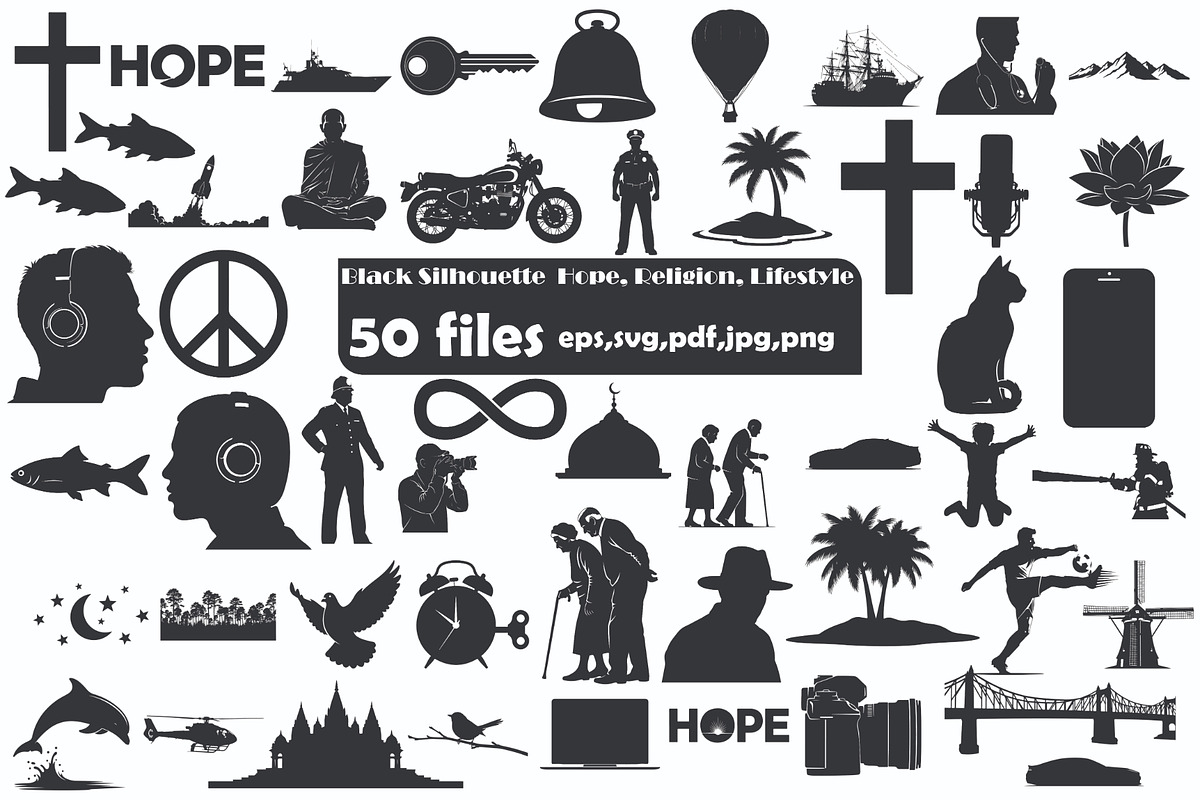 Black Silhouette Hope,Religion Set, a Person Illustration by Designer_Momina (Photo 1 of 51)