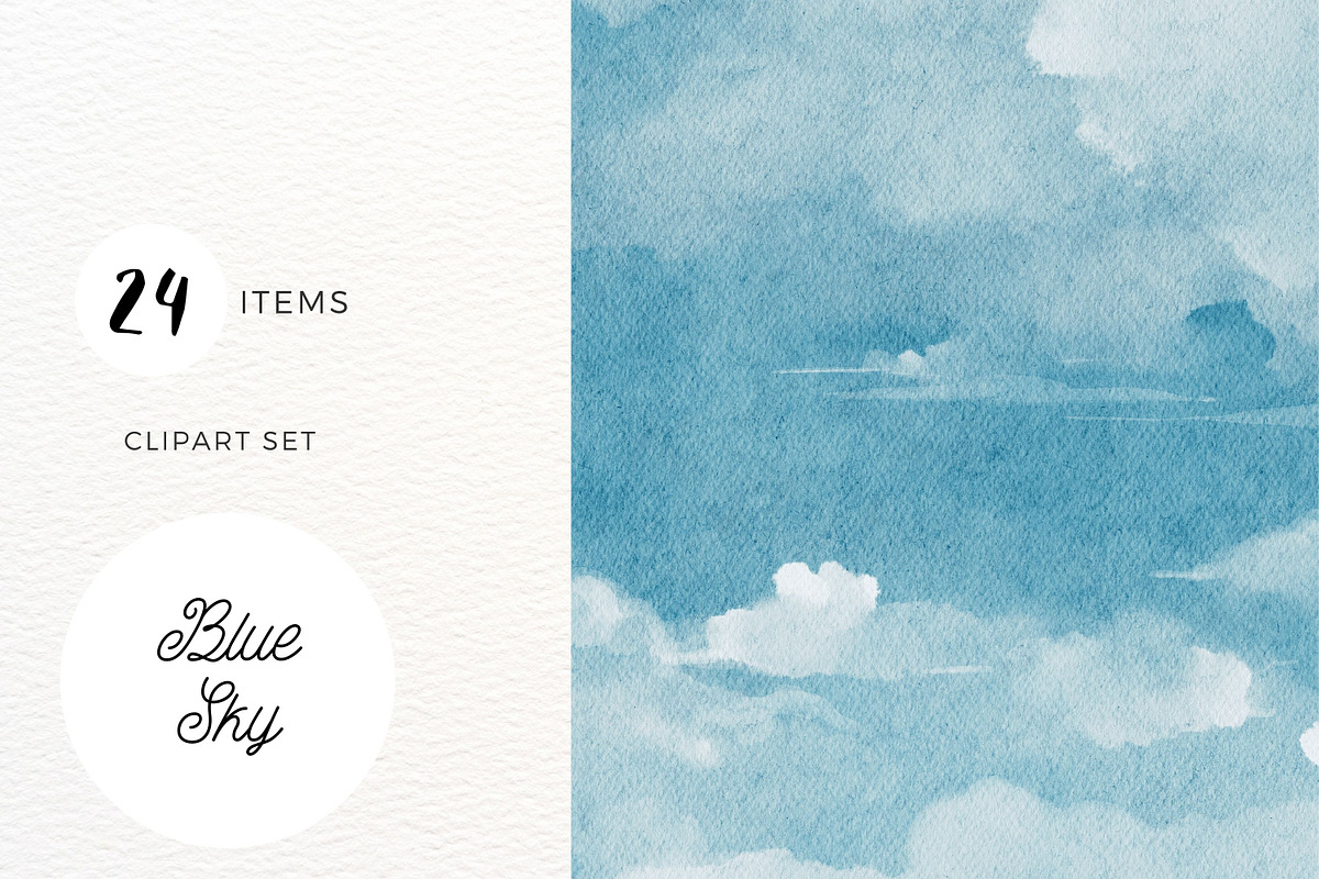 Blue Sky Watercolor Backgrounds, a Texture Illustration by ArtbyHien (Photo 1 of 4)
