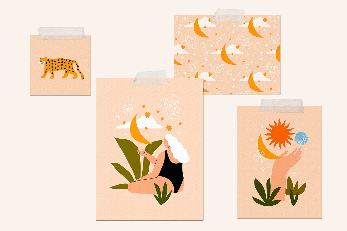 Moon Tiger Playful Graphics Bundle, an Illustration by Katerina Osa (Photo 3 of 13)